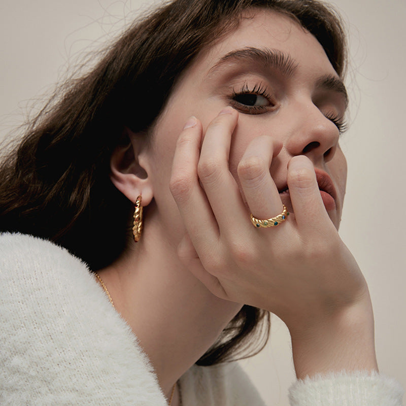 Vintage Era Oil Painting Starry Sky Ring Earrings
