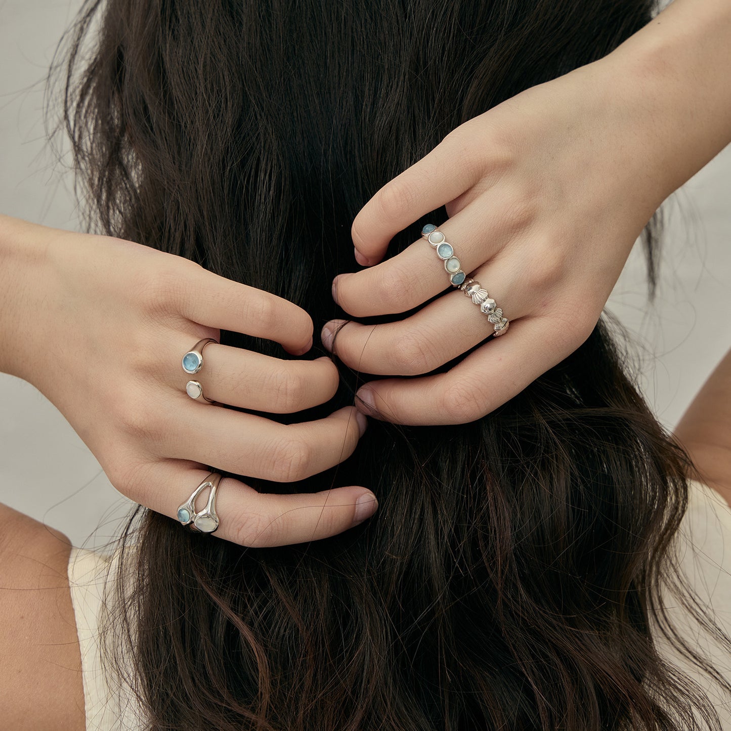 Japanese And Korean Streamer Wave Moon Shadow Single Layer Double-layer Ring French Exquisite Niche