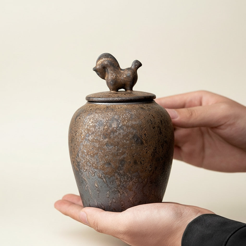 Bird Lid Ceramic Vessel