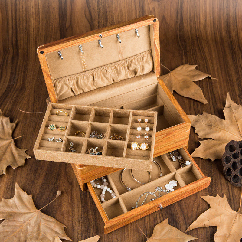 Rosewood Snap-On Three-Tier Jewelry Box