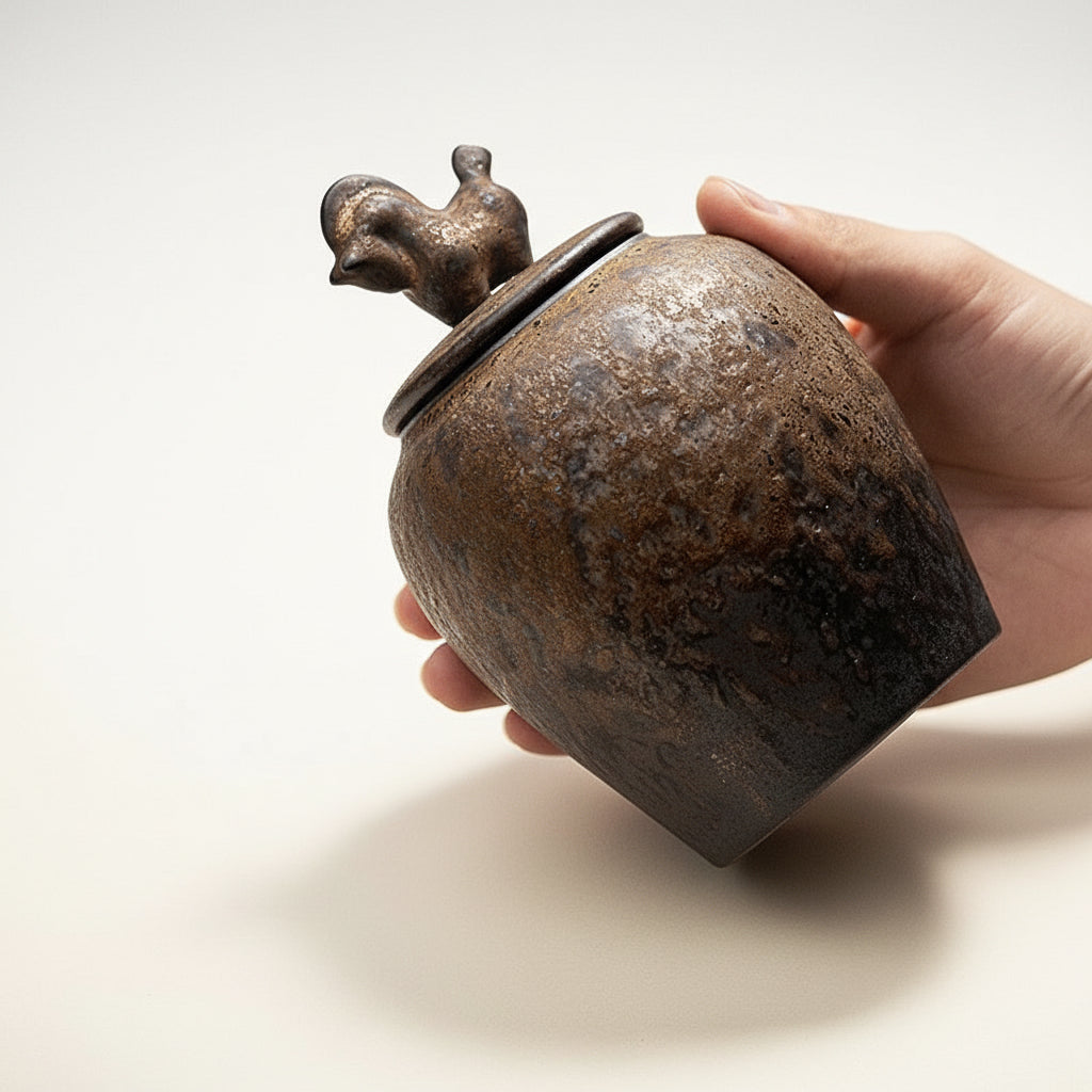 Bird Lid Ceramic Vessel