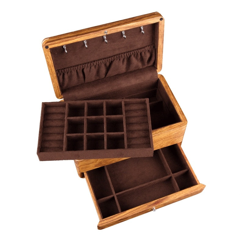 Rosewood Snap-On Three-Tier Jewelry Box
